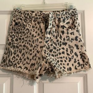 Women’s size XS KanCan cutoff shorts, high rise animal print